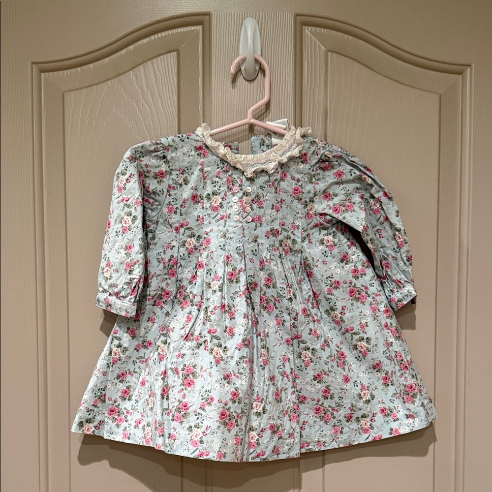 Charming Floral Kids Dress with Cream and Pink Accents